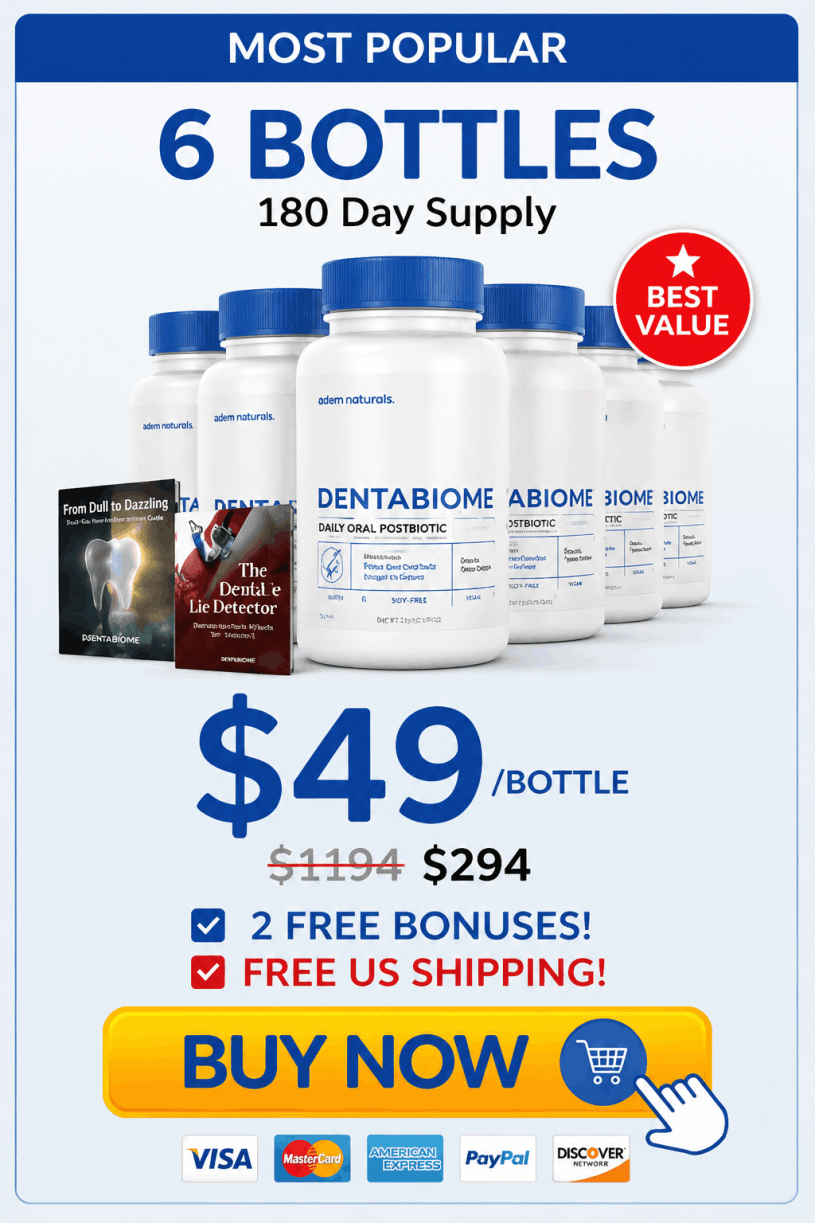 DentaBiome oral health and gum support supplement bottle