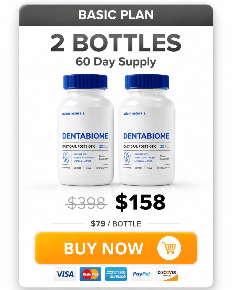 DentaBiome oral health and gum support supplement bottle