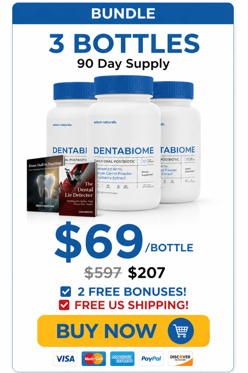 DentaBiome oral health and gum support supplement bottle